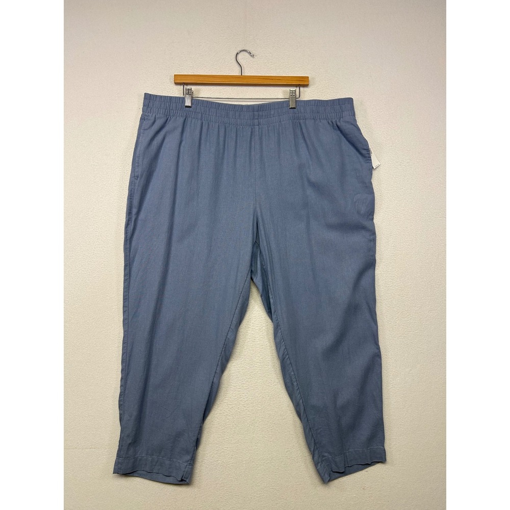 Old Navy Linen Blend Straight Leg Pants Womens 2X Blue NWT High Rise Comfort